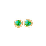 boucles d'oreilles Sunny Sun Naode Paris Vert Turquoise. ces boucles d'oreille femme est très originale, dispo en notre boutique de bijoux créateurs à Paris et sur notre site de bijoux.