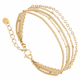 Bracelet Multirangs Maillon et Serpentine Doré - Acier Chirurgical