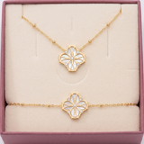 Coffret Fleur Nouvelle Or - collier et bracelet