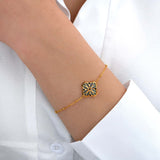 Coffret Fleur Nouvelle Or et nacre grise - collier et bracelet