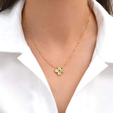 Coffret Fleur Nouvelle Or et nacre grise - collier et bracelet