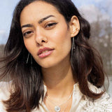 Boucles fines losange et zircon en argent, vue 2