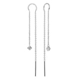 Boucles fines losange et zircon en argent