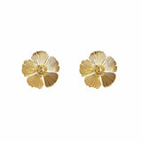 Boucles petites fleurs en acier doré