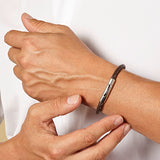 Bracelet homme cuir tressé chocolat, vue 3