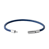 Bracelet homme cuir tressé bleu marine, vue 3