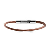 Bracelet homme cuir tressé brun