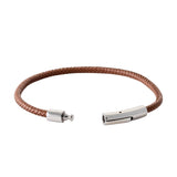 Bracelet homme cuir tressé brun, vue 3