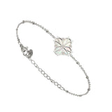 Bracelet trèfle nacre blanche acier