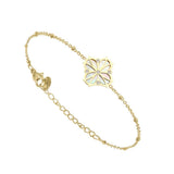 Bracelet trèfle nacre blanche acier doré