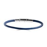 Bracelet homme cuir tressé bleu marine