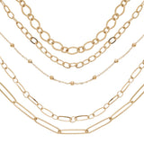 Collier multirangs maillons en doré, vue 2