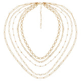 Collier multirangs maillons en doré