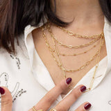 Collier multirangs maillons en doré, vue 4