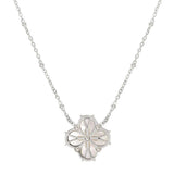 Collier trèfle nacre blanche acier