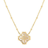 Collier trèfle nacre blanche acier doré