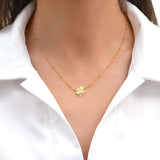 Collier simple trèfle en doré, vue 2