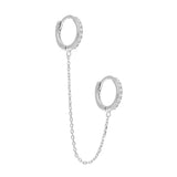 Double créole zircons et chaîne en argent, vue 2