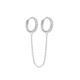 Double créole zircons et chaîne en argent