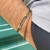 Bracelet homme cuir tressé brun, vue 2