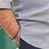 Bracelet homme cuir tressé bleu marine, vue 2