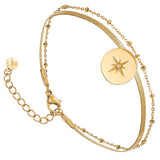 Bracelet multirangs snake et étoile en doré