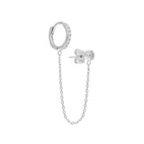 Mono boucle chaîne et zircons en argent, vue 3