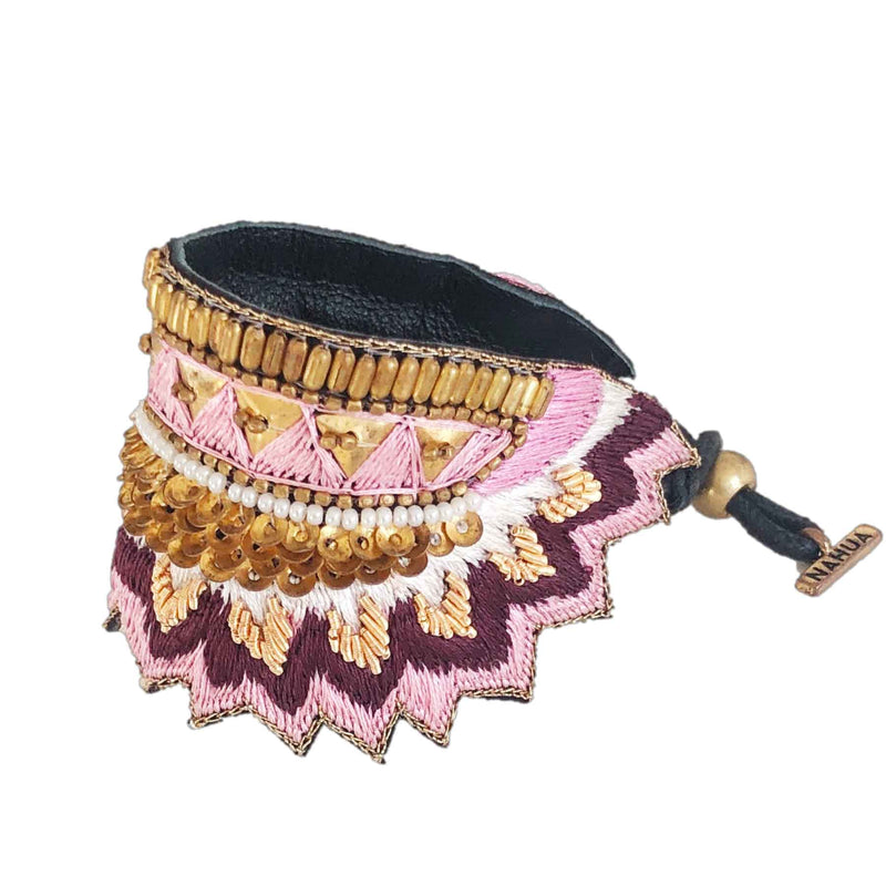bracelet indien brodé nahua Maheswari lila